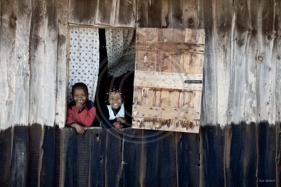 Kids in Window.  Kenya
